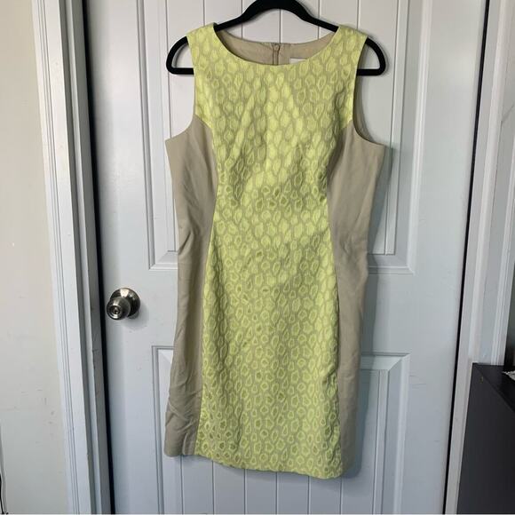 Badgley‎ Mischka Belle leopard jacquard color block sheath dress size 14 - Picture 1 of 8